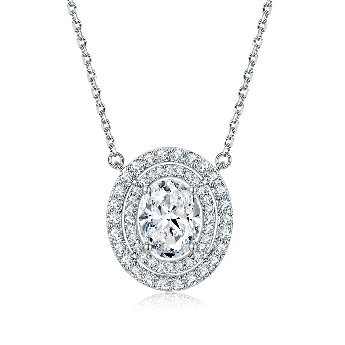 S925 Silver Oval Zircon Necklace