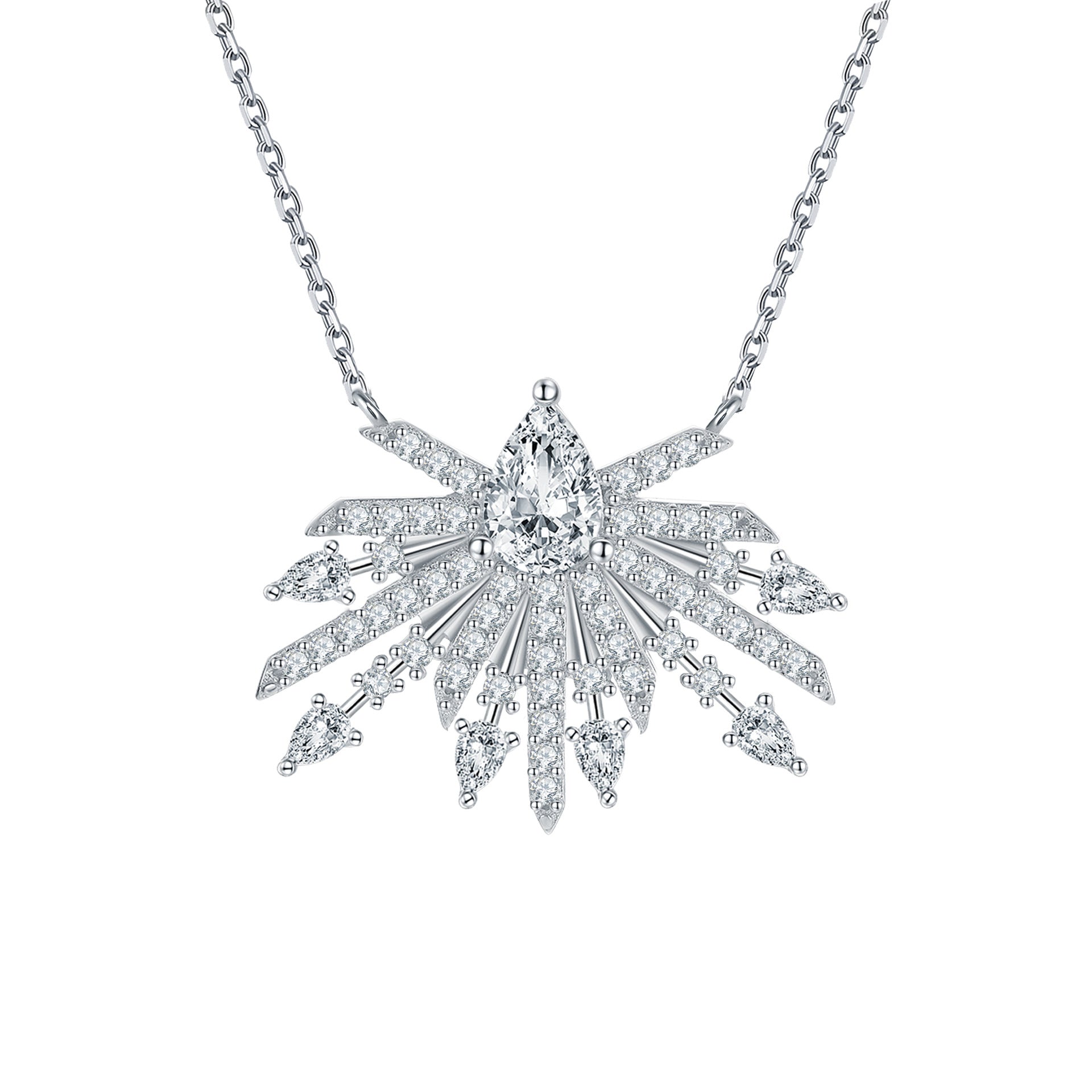 925 Silver Necklace Earrings Open Ring Set
