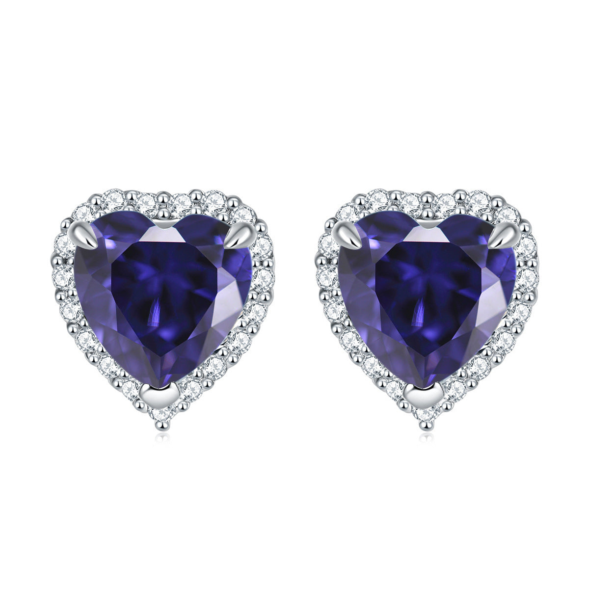 Gemstone Heart S925 Silver Stud Earrings