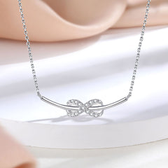 S925 Silver Infinity Bow Choker Necklace