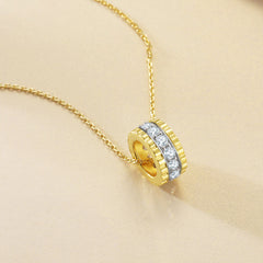S925 Silver Circle Pendant Statement Necklace