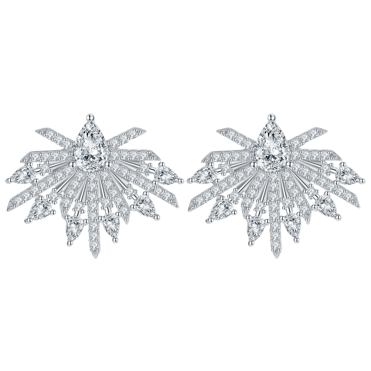 S925 Full CZ Studs - Luxe Silver Earrings