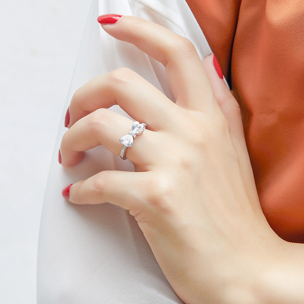 925 Silver Bow Heart Ring