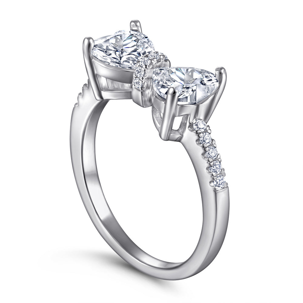 925 Silver Bow Heart Ring