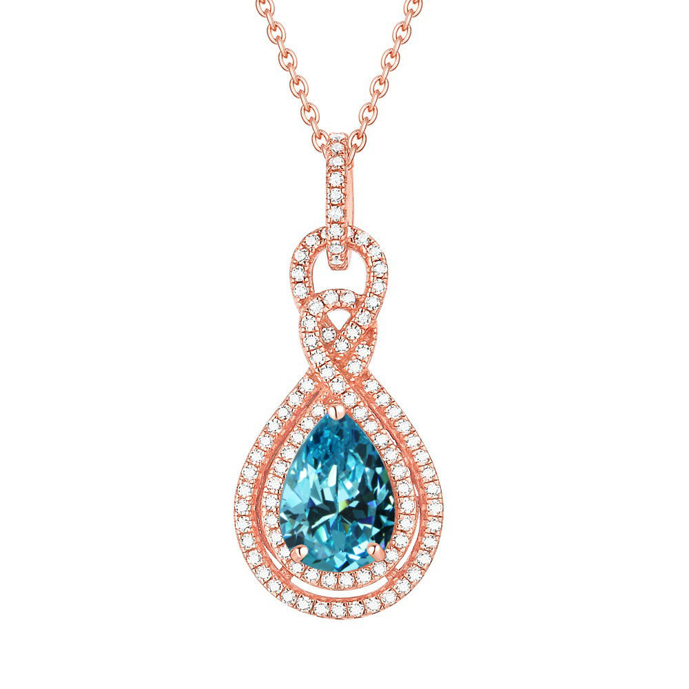 S925 Silver Peridot Rose Gold Necklace