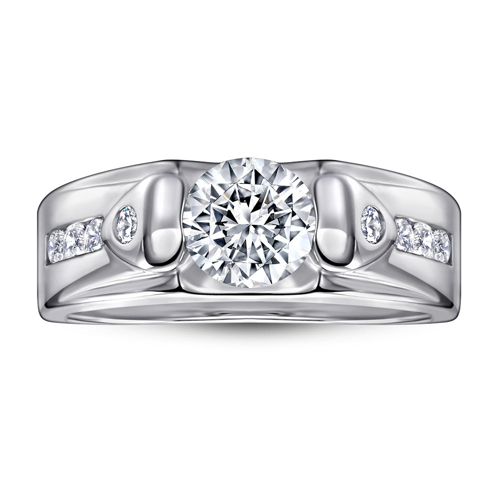 S925 Men's Heart Ring - Trendy Silver Jewelry