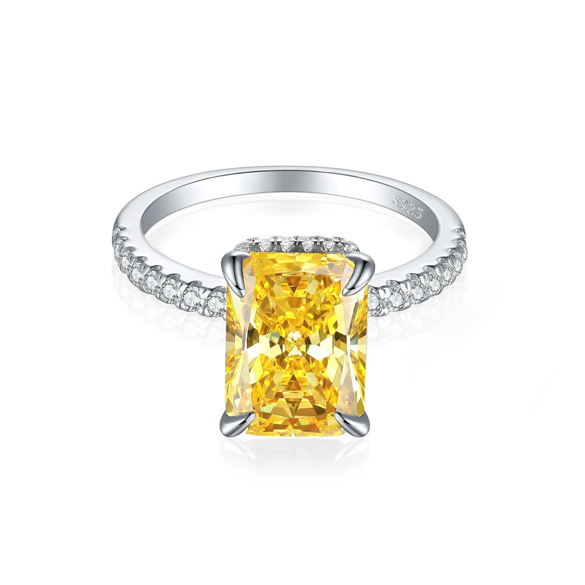 S925 Silver 4ct Gemstone Ring - Icy Cut 8x11mm