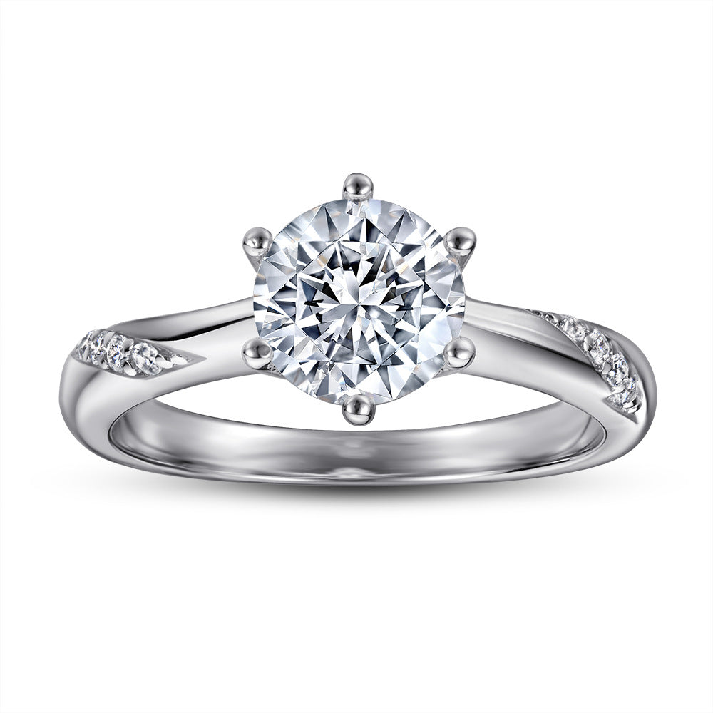 925 Silver 1ct Six-Prong Solitaire Ring