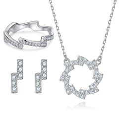 925 Silver Wave Ring Z Earrings Sunflower Necklace