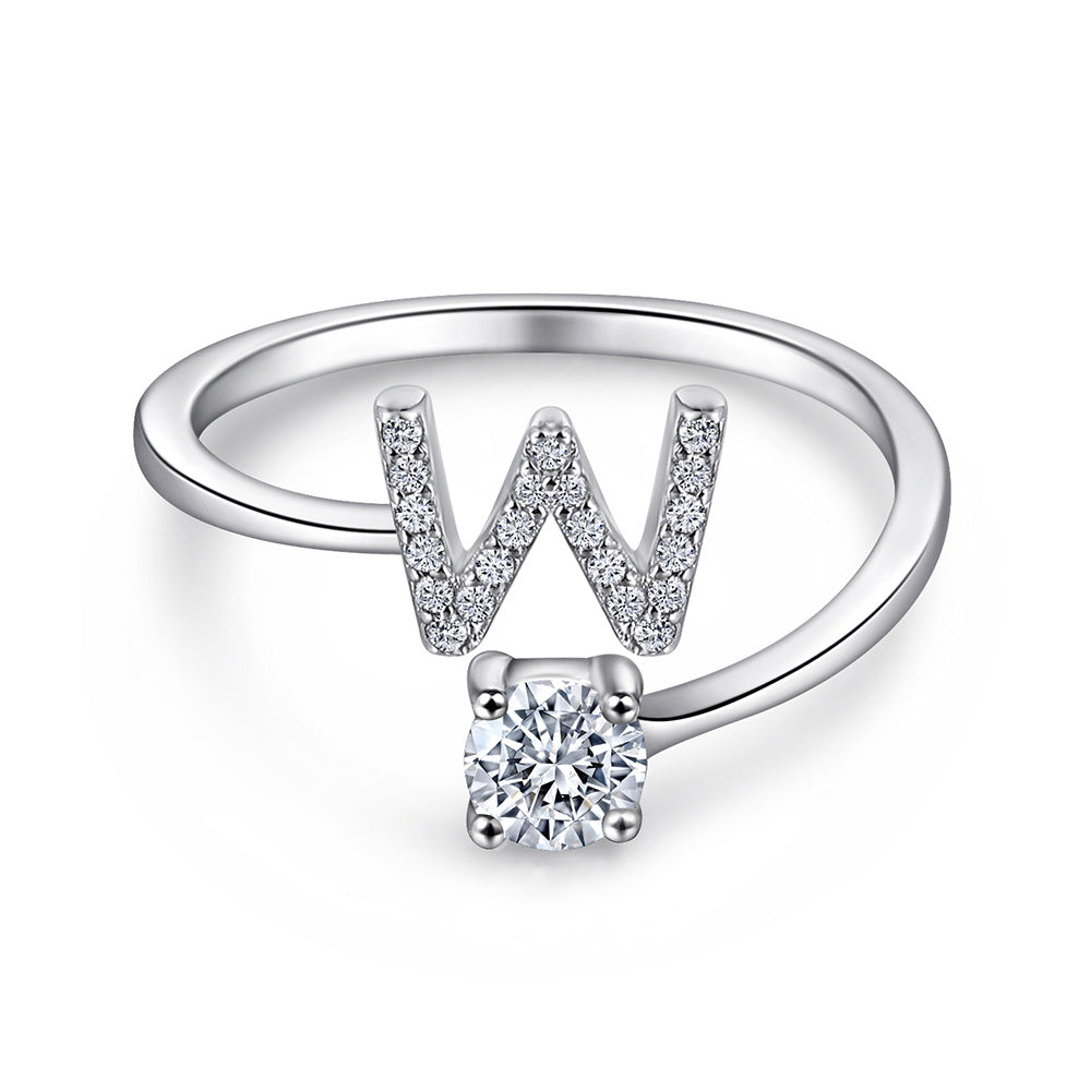 925 Silver Adjustable Letter Ring