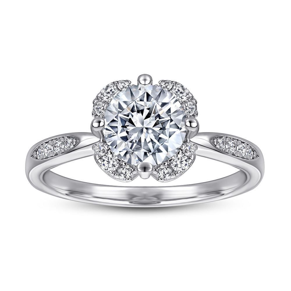 S925 Silver 1ct CZ Floral Ring - Minimalist Luxury