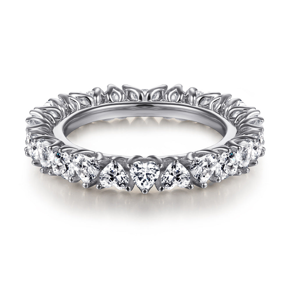 925 Silver Full Circle Heart CZ Ring