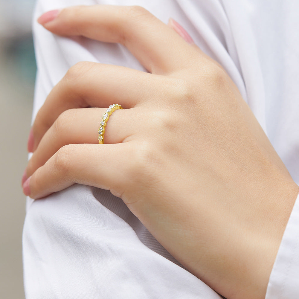 S925 Silver Half Eternity CZ Band Ring