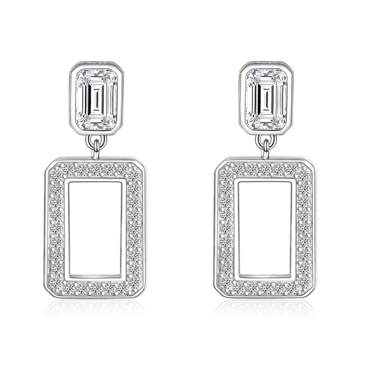 S925 Silver Square Cutout Earrings
