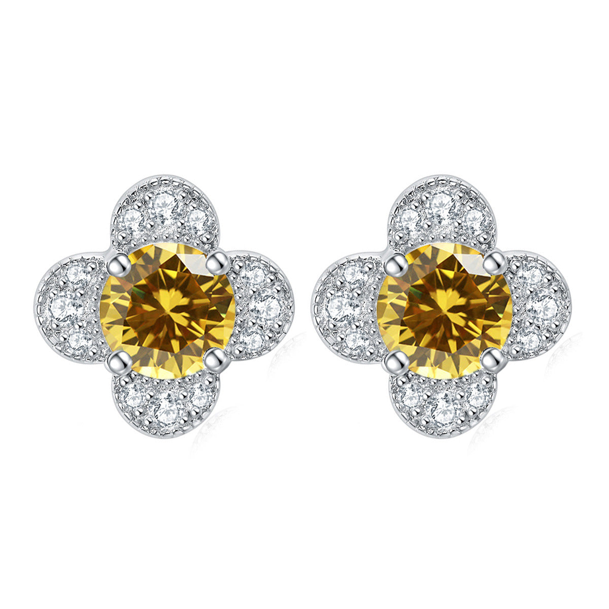 925 Silver Clover Floral Earrings