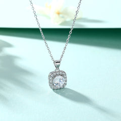 S925 Silver Square Zircon Pendant Necklace