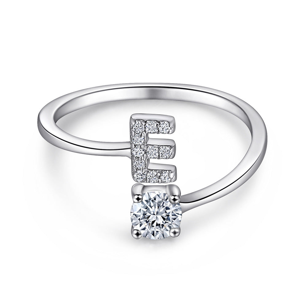 925 Silver Adjustable Letter Ring