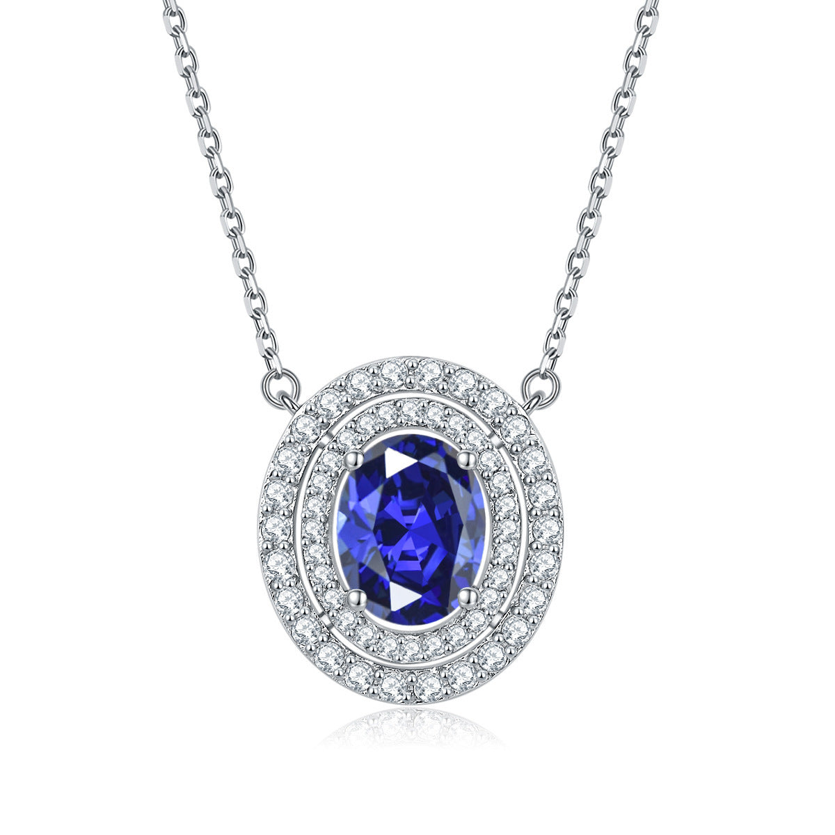 S925 Silver Oval Zircon Necklace