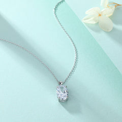 S925 Silver Oval Zircon Pendant Necklace