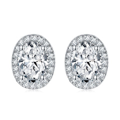 925 Silver Egg Shaped Ring Necklace Earrings Set