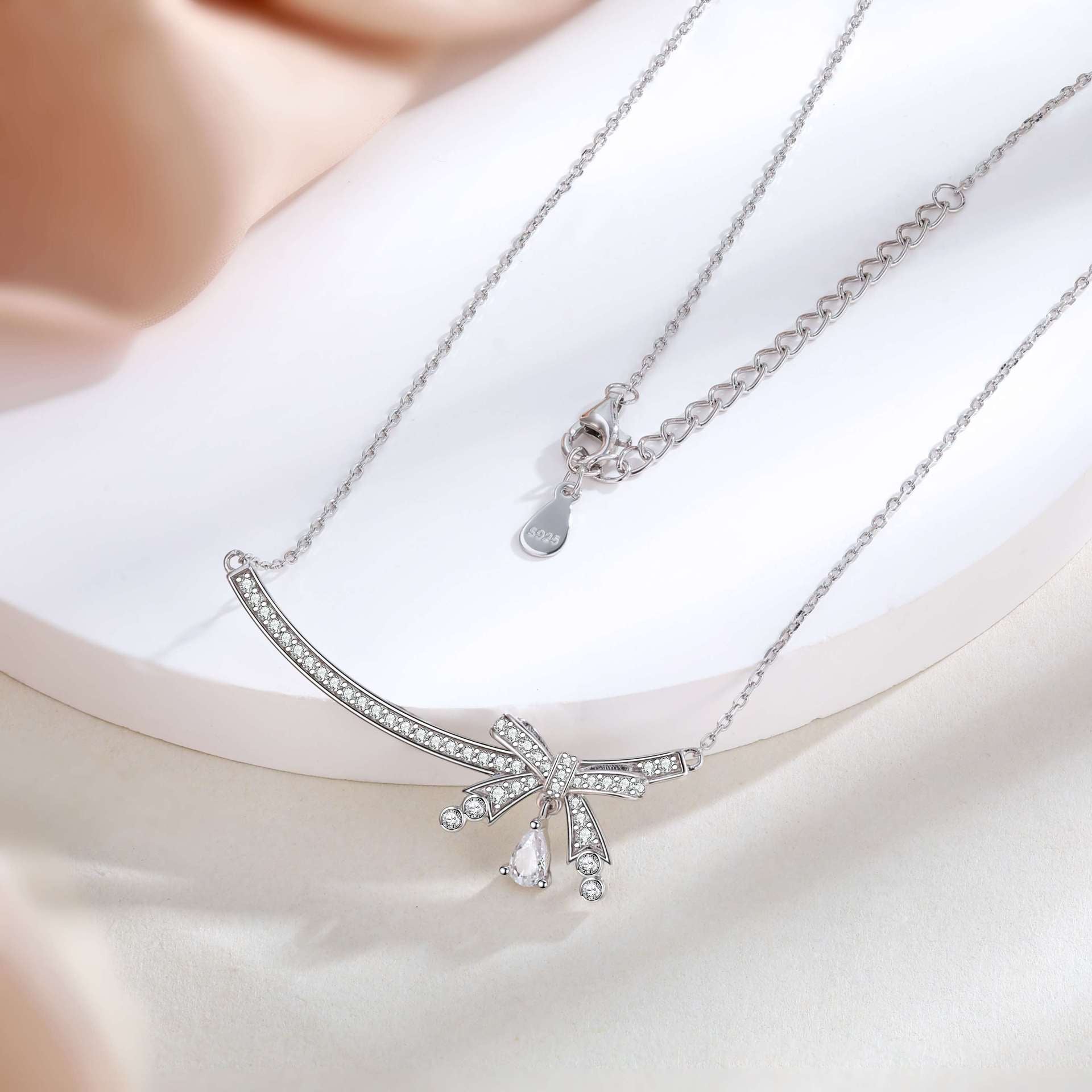 925 Silver Bow Earrings Ring Necklace Bracelet