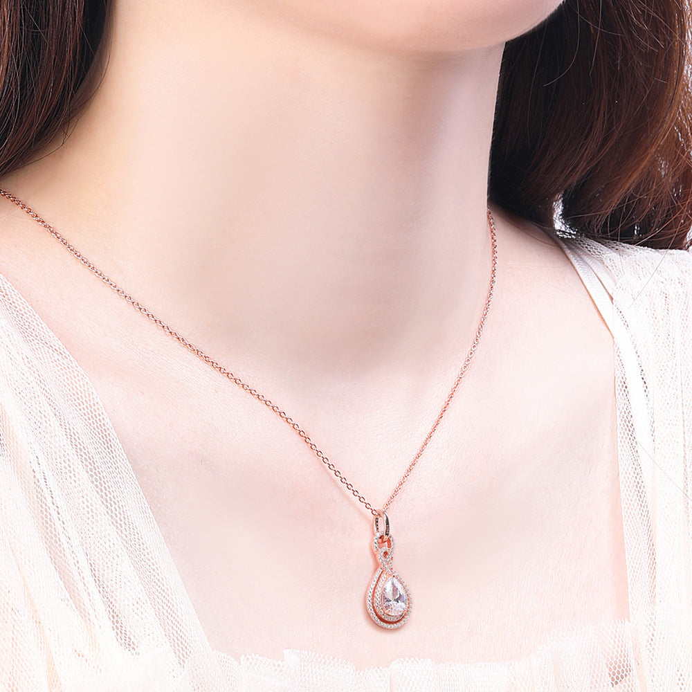 S925 Silver Peridot Rose Gold Necklace