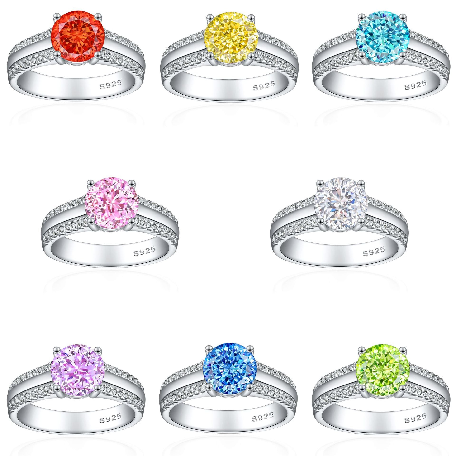 925 Silver 2ct Half Band Flame Ice Ring