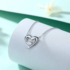 S925 Silver Heart Zircon Pendant Necklace