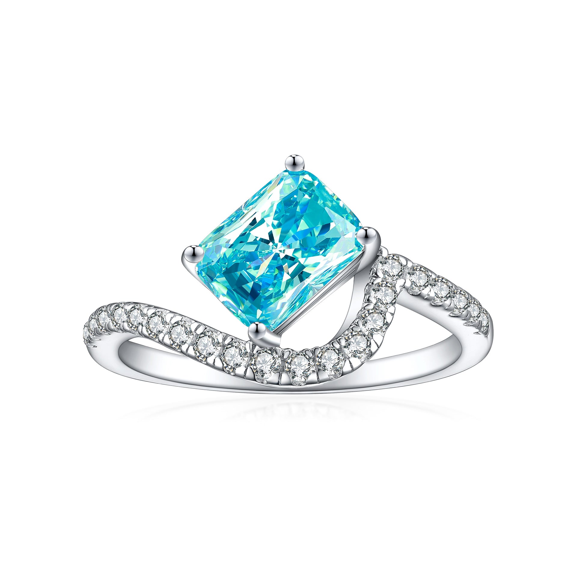 925 Silver 1.5ct Square Flame Ice Ring