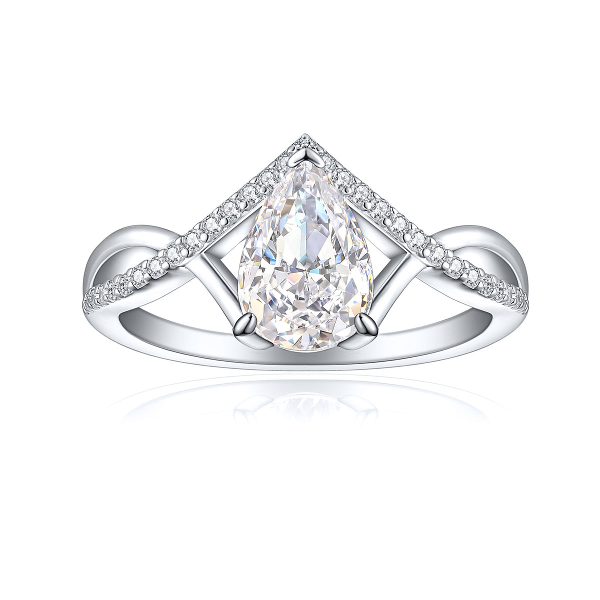 925 Silver 1.5ct Teardrop Ice Ring