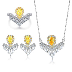 925 Silver Gemstone Ring V Topaz Earrings Zircon Necklace
