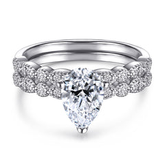 925 Silver Row Ring Set Zircon Earrings Pear Necklace
