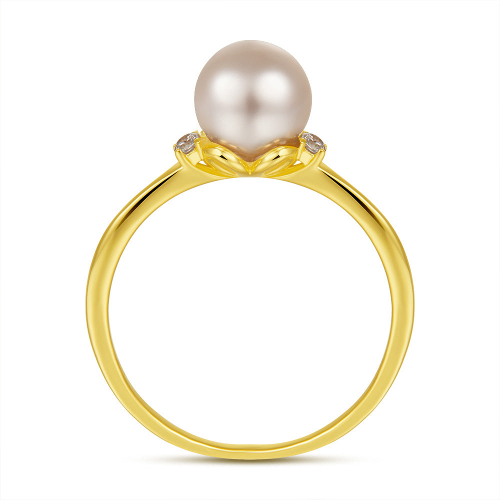 S925 Gold Plated Pearl Ring - Dainty Index Finger