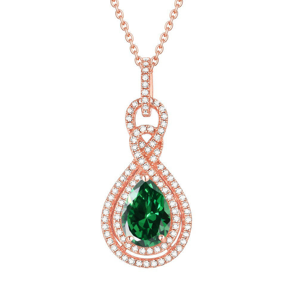 S925 Silver Peridot Rose Gold Necklace