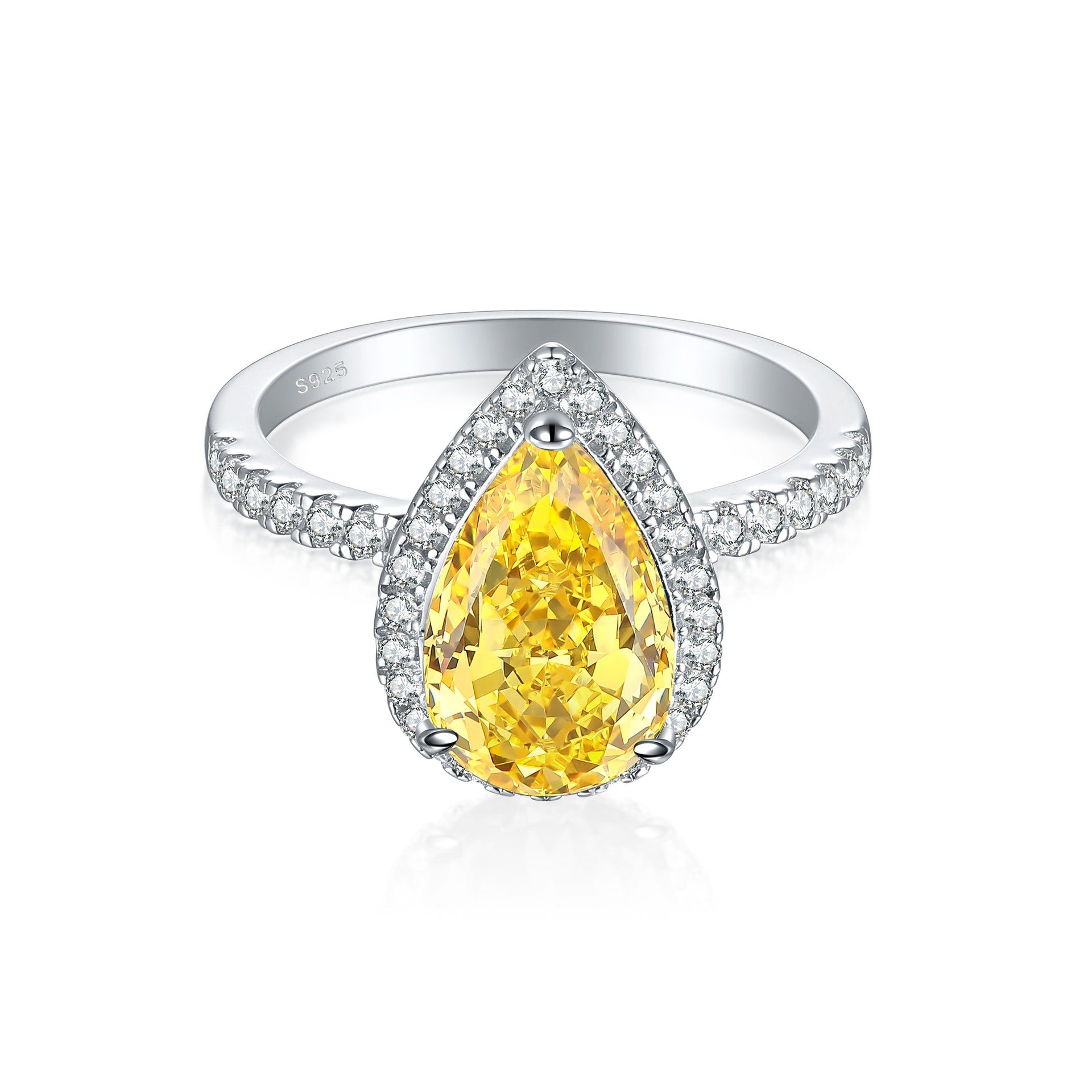 S925 4ct Flame-Cut Gemstone Ring - Icy CZ