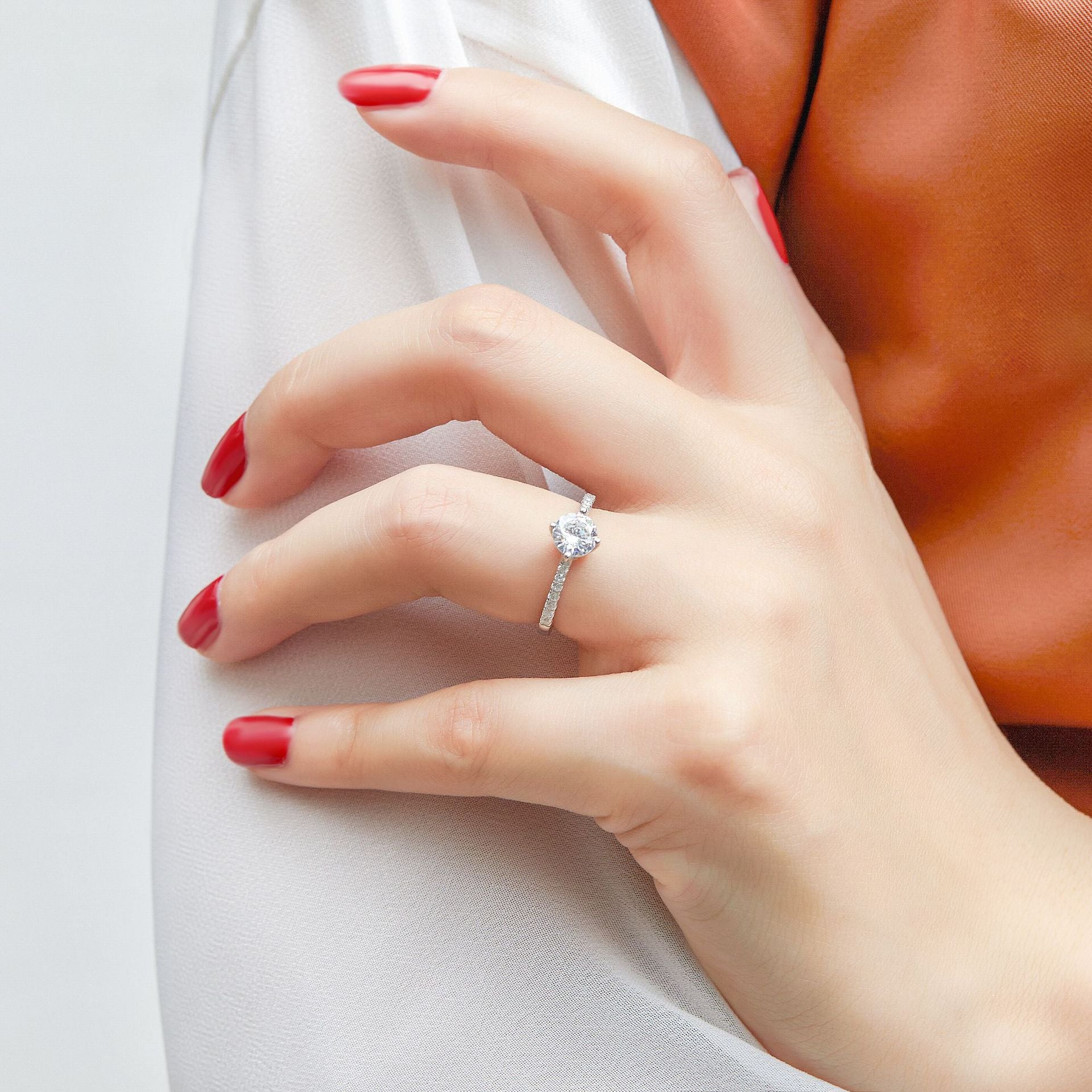 925 Silver Four-Prong Pavé Wedding Band