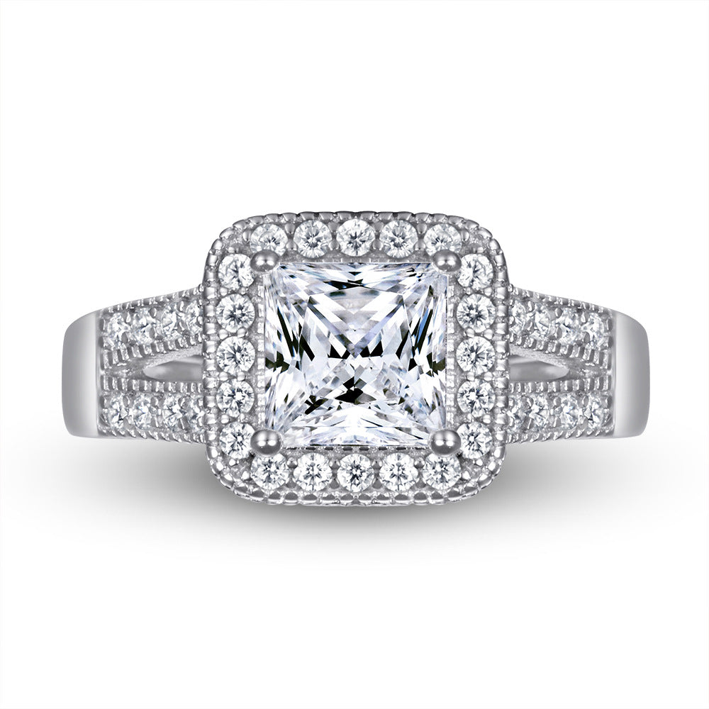 S925 Double Layer Square CZ Ring - Trendy Pinky Ring