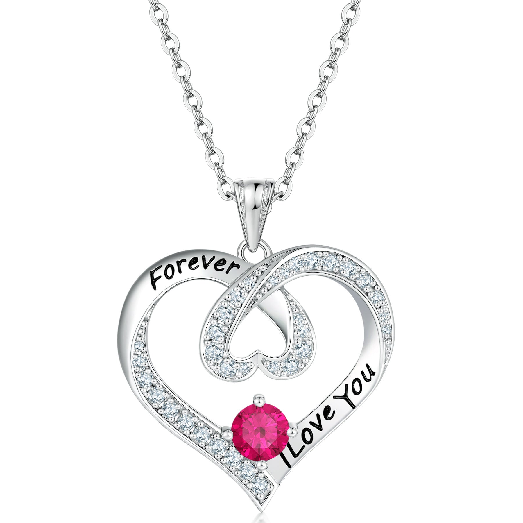 S925 Silver Letter Sapphire Heart Necklace