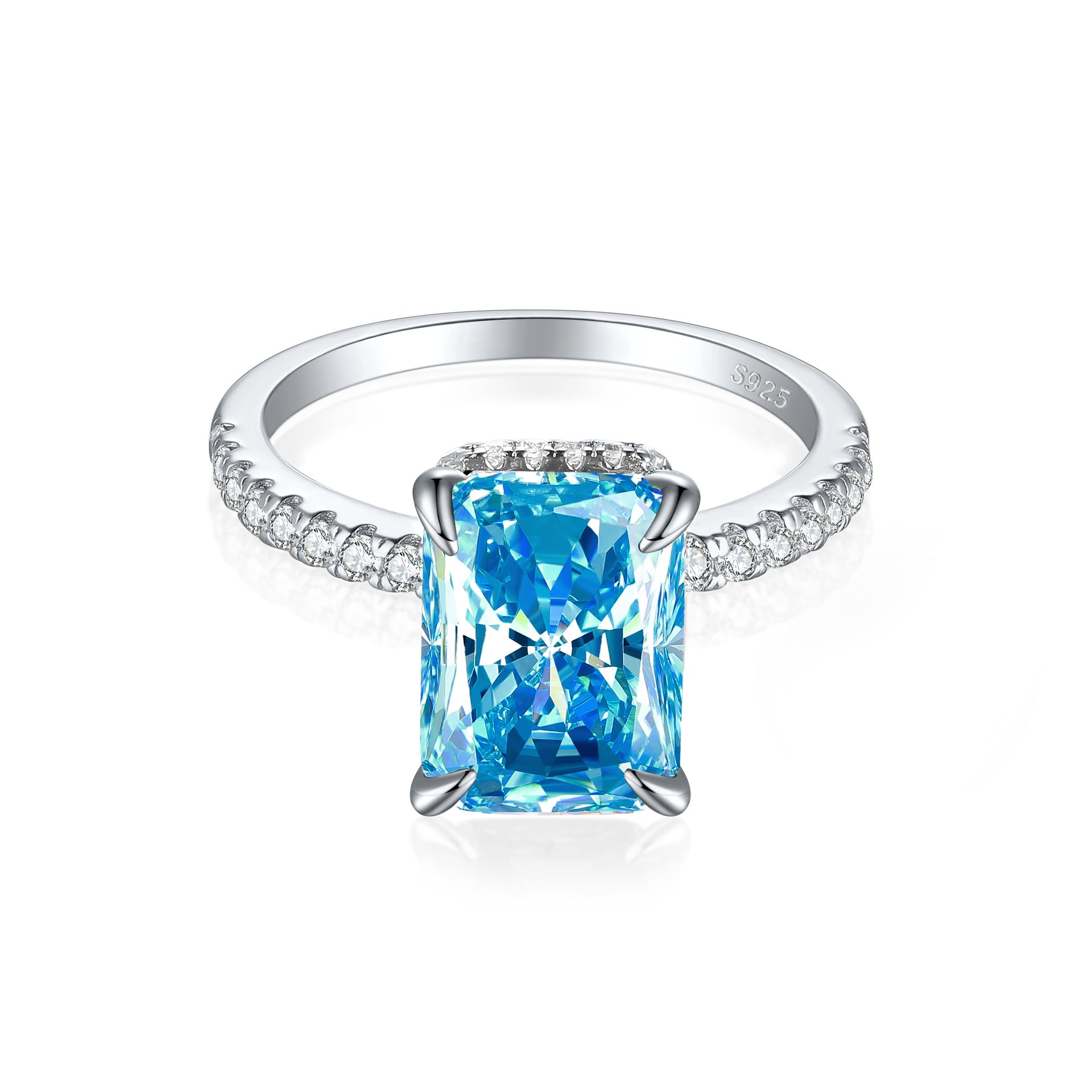 S925 Silver 4ct Gemstone Ring - Icy Cut 8x11mm