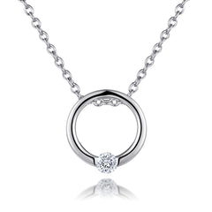 S925 Silver Diamond Circle Necklace