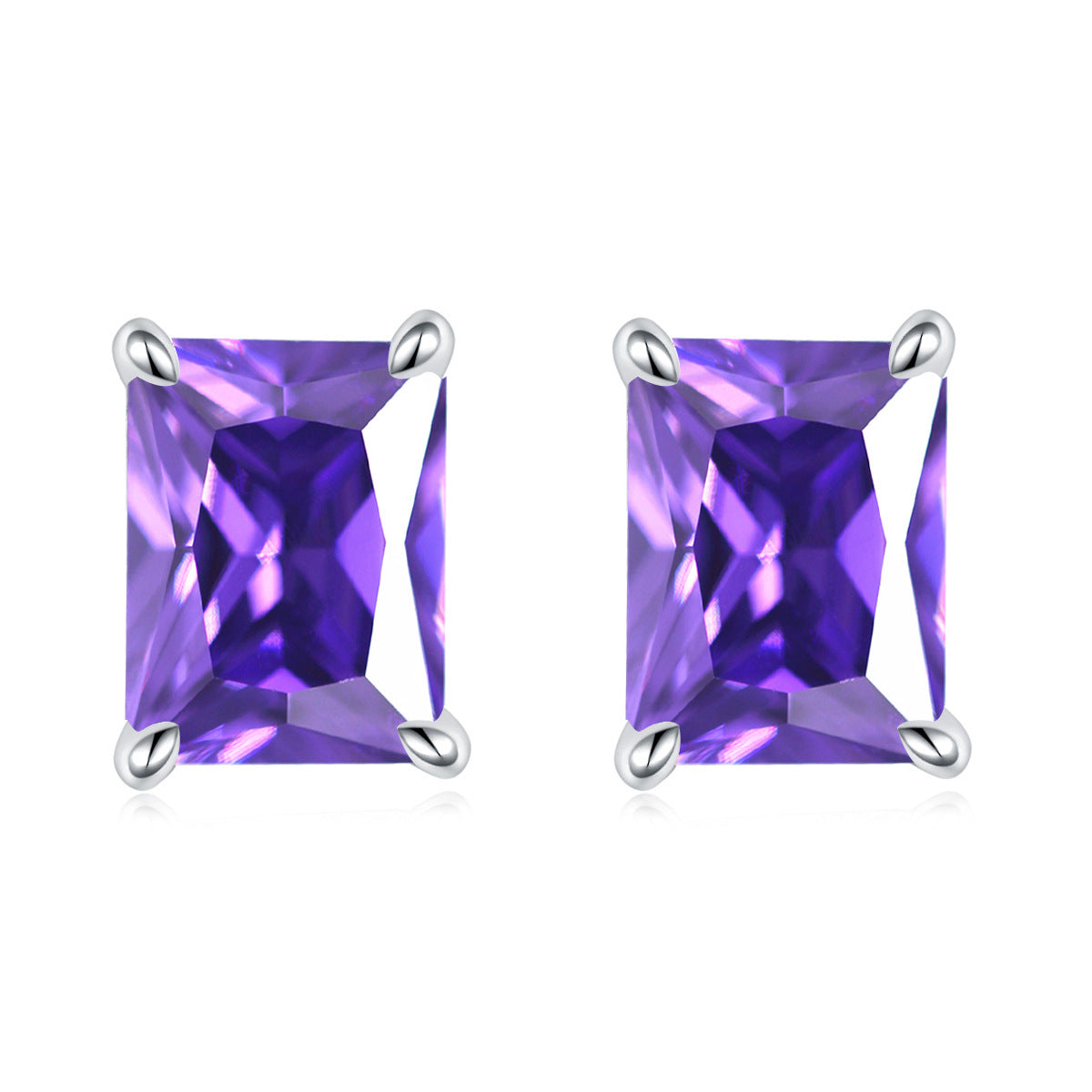 925 Silver Rectangle Birthstone Earrings