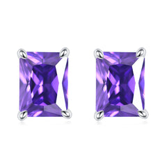 925 Silver Rectangle Birthstone Earrings