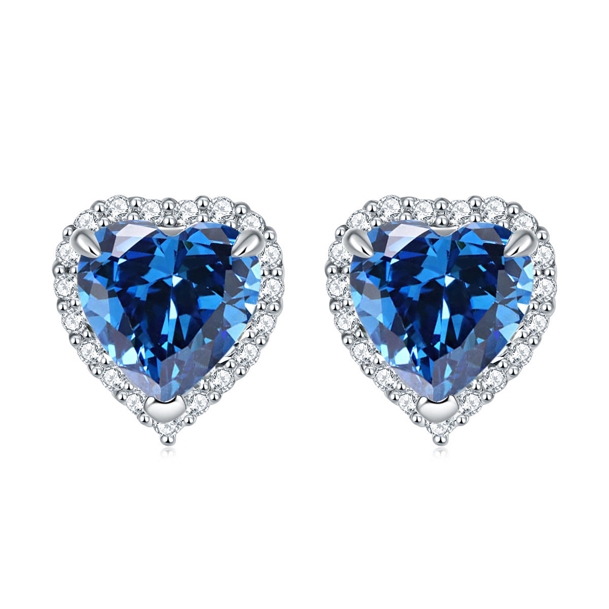 Gemstone Heart S925 Silver Stud Earrings