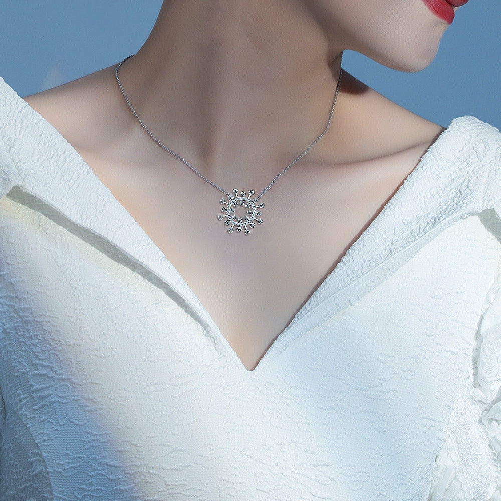 S925 Silver Sunflower Star Pendant Necklace