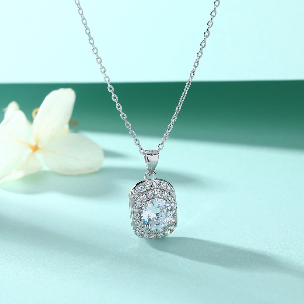 S925 Silver Natural Gemstone Zircon Pendant Necklace