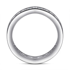 Square T-Bar Wedding Ring – Full Diamond Sterling Silver