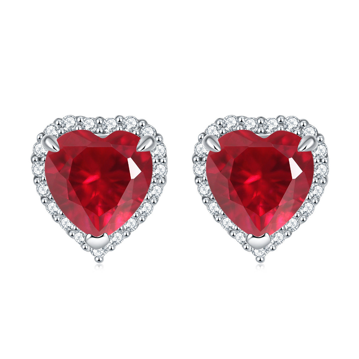Gemstone Heart S925 Silver Stud Earrings