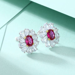 S925 Daisy Ruby Earrings - Vintage Luxe Jewelry