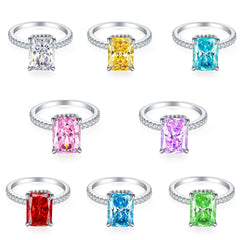 S925 Silver 4ct Gemstone Ring - Icy Cut 8x11mm