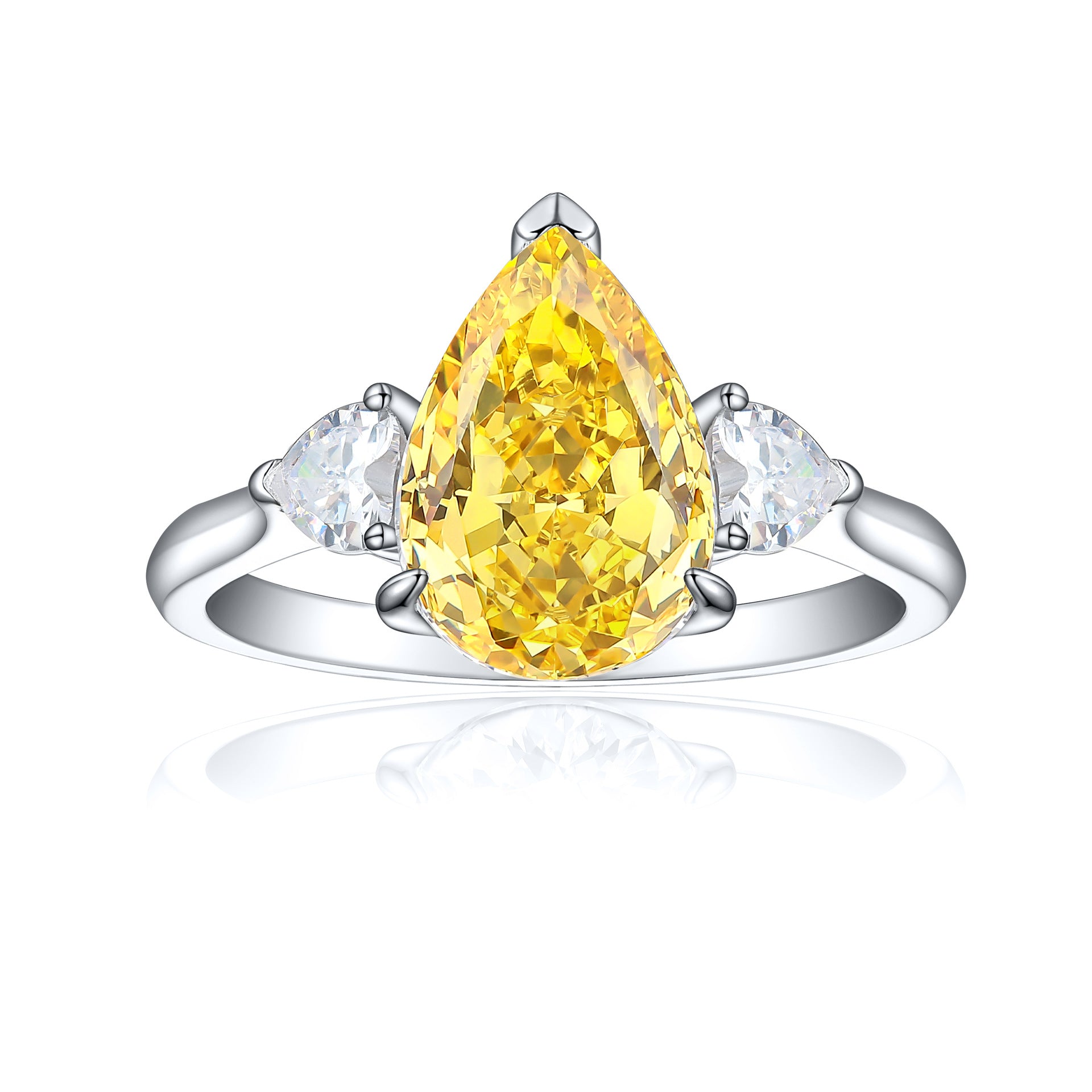 925 Silver 4ct Teardrop Flame Ice Ring